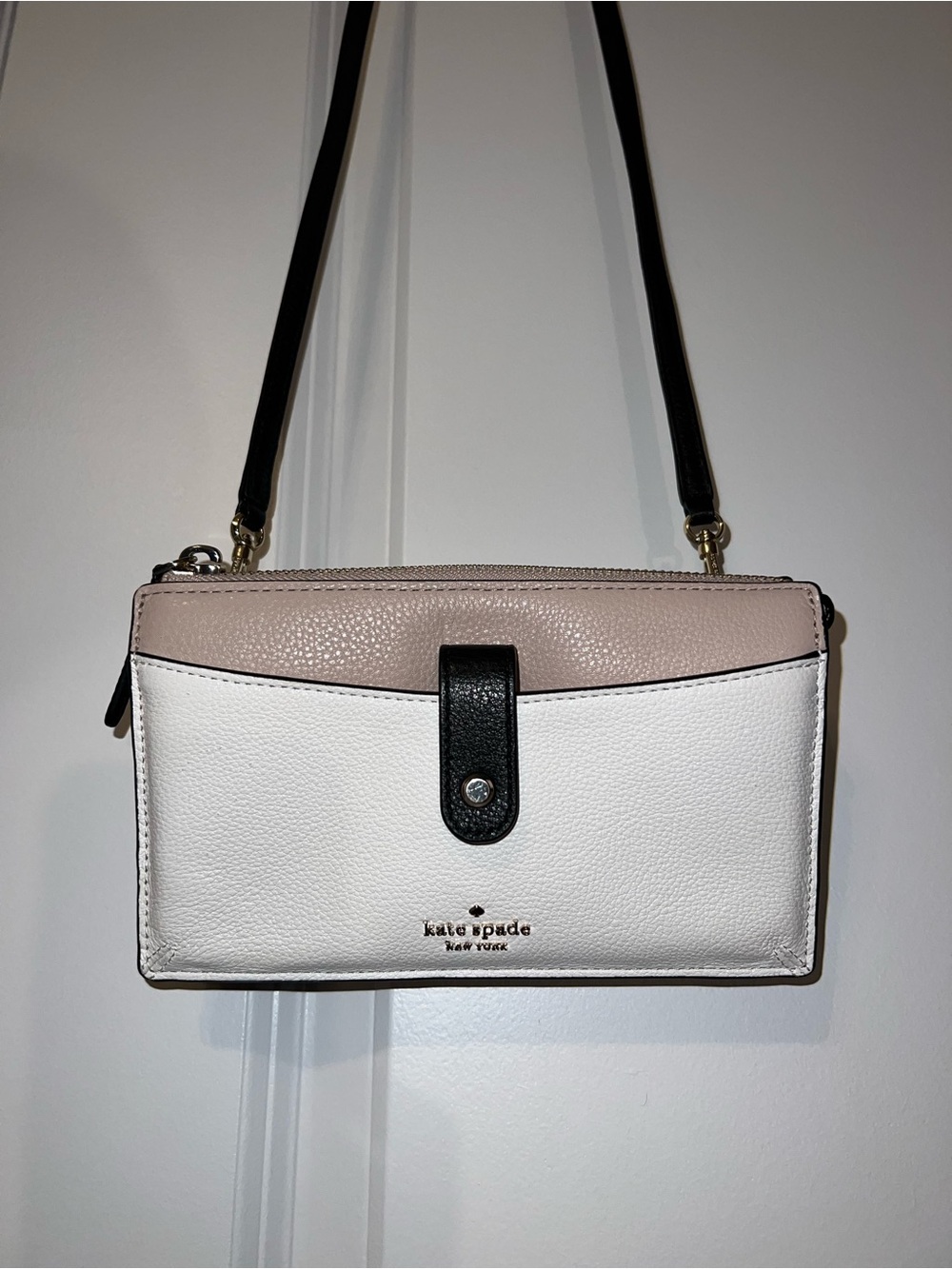Kate Spade Two-Tone White, Tan, and Blush Crossbody Wallet